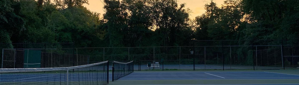 sunset over the 9 courts at SHBR